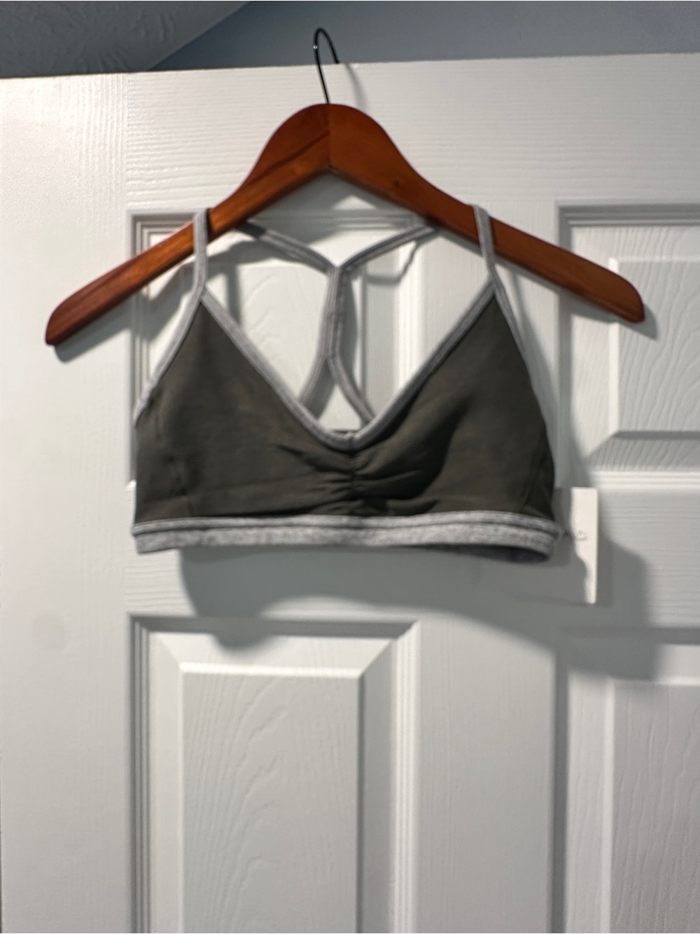 Beyond Yoga Olive Green & Heather Gray Strappy Sports Bralette